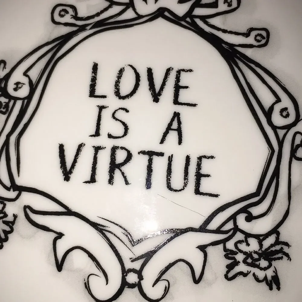 Love is a Virtue covered cotton ball bathroom dish